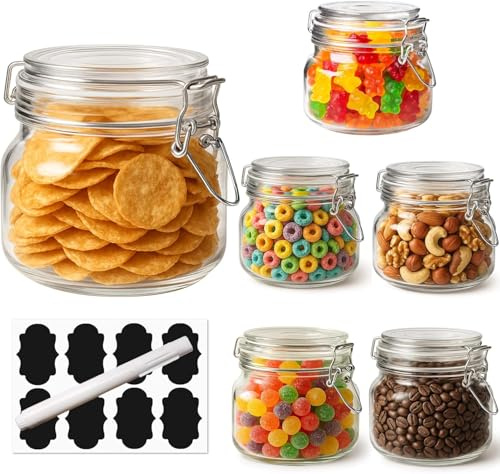 OAMCEG 6 Stück Einmachgläser mit Bügelverschluss und Silikondichtung 500 ml | Gläser mit Bügelverschluss Ideal für Familien für Kaffee, Snacks, Gewürze, Müsli und eine ordentliche Vorratshaltung.
