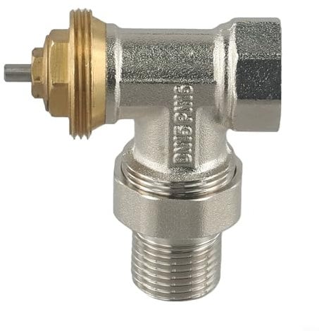 Entgoinggo Vanne de radiateur thermostatique d'angle en laiton DN15/DN20 M30 x 1,5 filetage Vanne de régulation de la température (DN15)