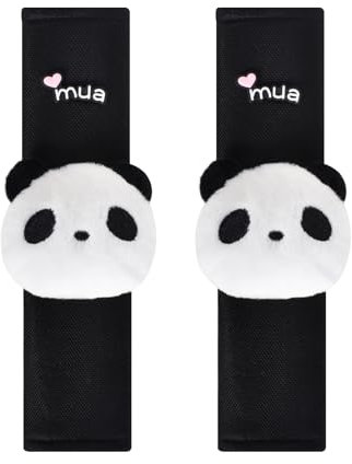 Hnonoxy 2Pcs Sicurezza Copertura Auto,Imbottitura Cintura Sicurezza Panda,Cuscinetti per Cinture Sicurezza Seta Ghiaccio,Auto Copri Cintura Sicurezza,per Adulti e Bambini(25 * 6cm)