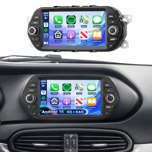 Roinvou 4+64G Android 15 Autoradio per Fiat Tipo Egea 2015-2017, 7'' | Wireless Carplay Android Auto, 32EQ FM/RDS GPS WIFI Bluetooth 1280*720, MIC SWC Telecamera Posteriore