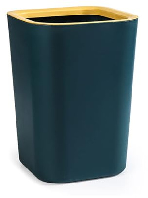 Green Trash Can with Ring, Garbage Bag Holder, Waste Bin for Kitchen, Bathroom, Office - Large Size, Pressing Design, Waste Container