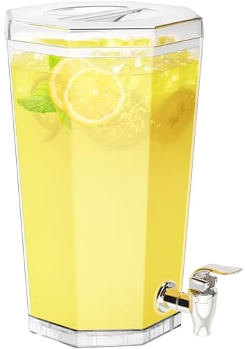 Lifewit 4L Dispensador de Bebidas Grande, Botella de Plástico con Grifo Juego de 1, Jarra Agua para Cócteles, Jugos, Limonada y Té, 27 x 16 cm/10x6