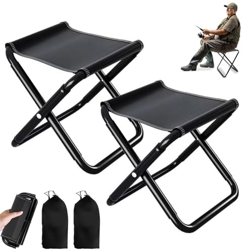 mymai 2 Stück Camping Hocker Tragbarer Klapphocker,30 cm Mini-Klapphocker,Leicht Sitz Falthocker,Faltbar Gartenhocker für Reisen Wandern Angeln Grillen Strand, mit Aufbewahrungsbeutel