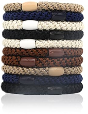 Knekkies Haargummi Original - 10 Stück Elastische Geflochtene Haargummi, Original Bunte Geflochtene Haarbänder, Mode Bunt, Geeignet für Dickes, Glattes und Lockiges Haar