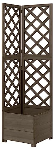 YUTAASU Fioriera Angolare a Traliccio in Legno di Abete Grigio 40x40x150 cm con Supporto per Piante Rampicanti e Vassoio Fioriera 37x37x25 cm per Giardino Esterno