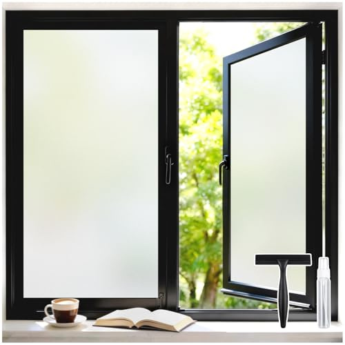 DOWELL Frosted Window Film Privacy with Tools, Matt, 44.5x200cm | Privacy Film for Glass Windows Opaque Frosting Cover for Bathroom Bedroom Kitchen and Office, Static Cling Removable