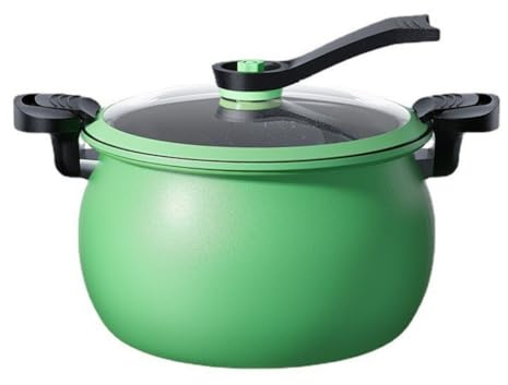 FUANA Schnellkochtopf, 6,5 l, Suppe, Eintopf, Bohnen – schnelles Kochen mit Sicherheitsverriegelungsdeckel, Ablassventil – Grün/Grün, 8 l