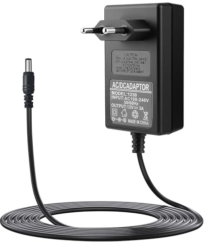 Adaptador de Alimentación 12V 3A 36W Euro de Interruptor para Cámaras de Seguridad CCTV, Monitores LCD, Tiras LED, Routers, Dispositivos Electrónicos DC 12V 3A, Cable 0.7M, Protección Completa