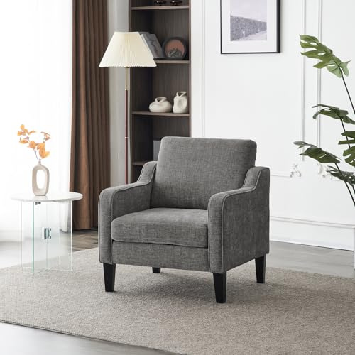 Bonnlo Sessel, Loungesessel aus Chenille, Polstersessel mit Armlehnen und Holzbeinen, Ohrensessel für Wohnzimmer,Schlafzimmer,Relaxsessel Fernsehsessel 76 x 78 x 84 cm,Komfort (1, grau)
