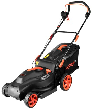 Dnipro-M Cortacésped Eléctrico 1800W, Ancho de Corte 42cm, Altura de Corte 25-70mm (6 Posiciones), Cesta de 50 L, Regulación Centralizada, Ajuste de Manillar, para Jardines de hasta 800m²