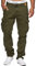 Indicode Herren William Cargohose aus Baumwolle m. 7 Taschen inkl. Gürtel | Outdoorhose Army, M