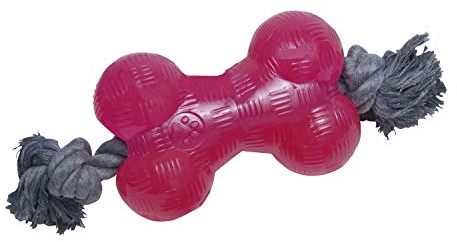 Gloria TPR Pink Rubber Bone with Rope (Large), L