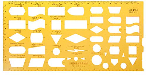 Yangfr Kunststoff-Zeichnungsschablonen, K Resin Flussdiagramm Symbol Zeichenschablone Lineal Schablone Messwerkzeug