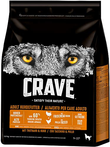 Crave Hundefutter Trockenfutter Adult 1+ Mit Huhn & Truthahn, 1 Beutel (1 x 2,8kg)