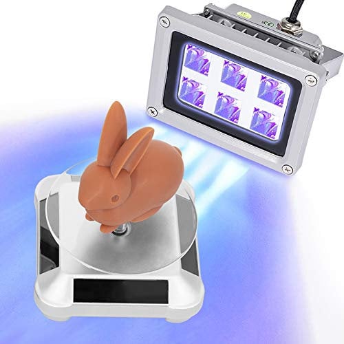 3D Printer UV Resin Curing Light with Solar Turntable 360° Rotating Stand for SLA DLP LCD 3D Printer Solidify Photosensitive Resin 405nm UV Resin Affect, DIY Curing Enclosure
