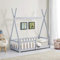 [en.casa] Kinderbett Helsingborg 70 x 140 cm mit Rausfallschutz Lattenrost Tipi Zelt Jugendbett Bettgestell Kiefernholz Holzbett für Kinder Hellgrau