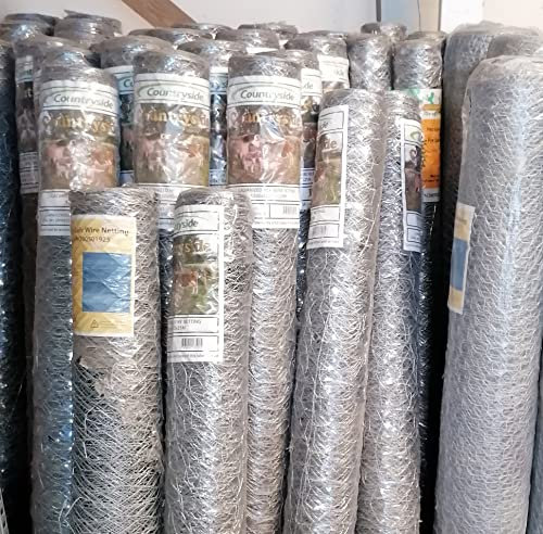 F&G Supplies 1.2m (4ft) tall x 50m long 50mm hexagonal Galvanised Chicken/Pheasant/Rabbit wire mesh