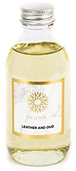 NUHR Home Oud Duftöl für Reed Diffusor Luxus Leder & Oud Raum Diffusor Öl Nachfüllung mit Rattan Schilf Diffusor Sticks Premium Duftöl für Diffusor 200ml