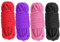 Cosymate Lot de 4 cordes de reliure en coton doux tout usage épais avec nœud torsadé, 8 mm de diamètre, 5 m de long, noir, rouge, rose, violet