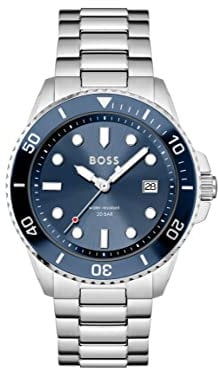 BOSS Analog Quarzuhr für Herren Kollektion ACE mit Silbernes Edelstahlarmband - 1513916