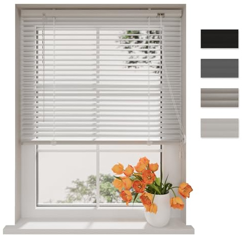 DTCH® Aluminium Jalousie innen, weiß, 100 x 130 cm | 25mm Lamellen, Sicht- und Sonnenschutz, Lichtregulierung, Klemmfix separat erhältlich, Breiten bis 220 cm