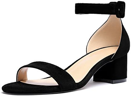 Elashe Sandali Donna Tacco a Blocco Punta Aperta Cinturino alla Caviglia Sandali Nero EU45