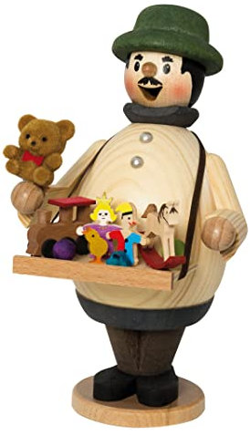 Drechslerei Kuhnert - Rauchmann/Räucherfigur aus Holz - Max als Spielzeughändler - 16cm Höhe - Made in Germany
