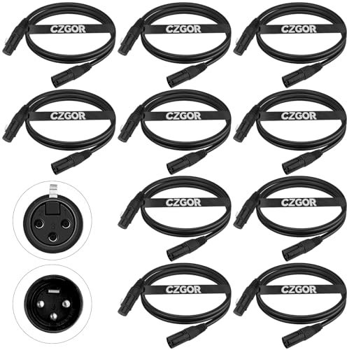 Czgor Cables DMX de 2 metros 10 paquete, 3 Pines XLR Macho a Hembra Cable DMX para Señales de Iluminación para Conectar Cables Ópticos