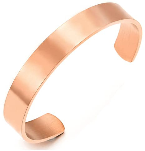 COOLSTEELANDBEYOND 19CM Klassiker Herren Damen Verstellbare Armband Armreif Edelstahl Rose Goldfarben Satinierte