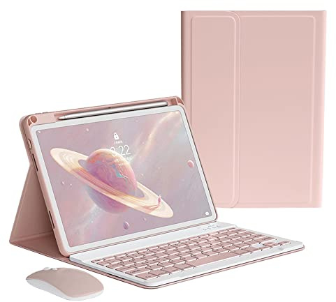 iPad 10. Generation 2022 Tastaturhülle Maus, magnetisch abnehmbare kabellose Farbtastatur, schlanke Hülle, leichte Smart-Hülle für iPad 10 10,9 Zoll (27,7 cm) (Pink)