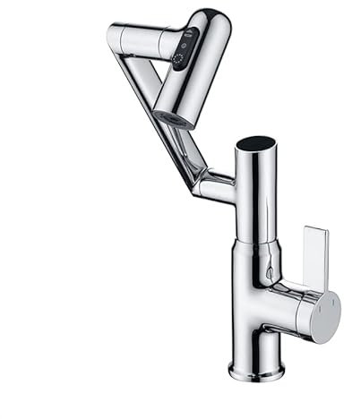 Lefton Drehbarer Badarmatur mit Temperaturanzeige (batterienfrei), 3 Wassermodi, Chrom, BF2204-1