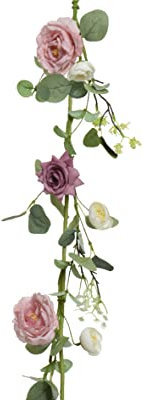 Decoris Kunstblumen Girlande 150cm Rosengirlande künstliche Blumen Blumengirlande Dekoblumen Hängedeko rosa