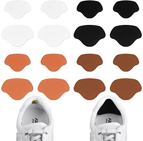 Flintronic 8 Paar Sneaker Reparatur Patch, Fersen Patch, Schuhe Ferse Reparatur Sneaker, Leder Fersenschutz, Fersenpolster Reparatur für die Meisten Arten(Groß+Klein),Schwarz+Weiß+Kaffee+Dunkelgelb