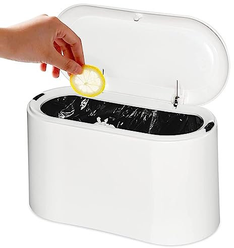 Papelera de Mesa Con Tapa, Mini Bote de Basura de Escritorio, Cubo de Basura de Plástico Para Cocina, Dormitorio, Baño, Oficina