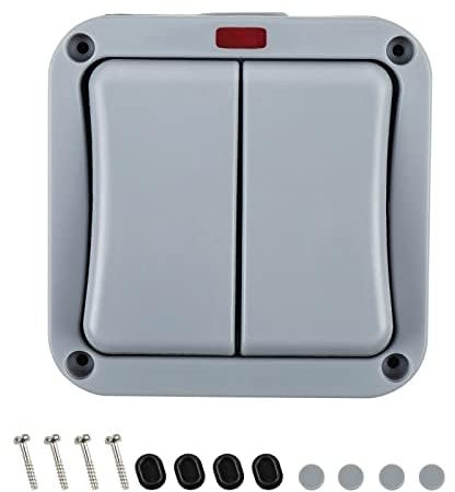 Youyijia Weatherproof Switch 20A Control Switch IP66 2 Way Double Light Switch Outdoor Garden Rainproof Double Switch