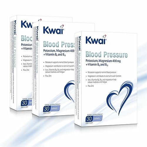 Kwai Blood Pressure | Potassium to Support Normal Blood Pressure | Magnesium and Zinc contribute to Normal Heart Muscle Function I Iron and Vitamins B6 & B12 Improve Energy Levels | 90 Tablets