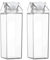 Pack of 2 Transparent Milk Carton Water Bottle, Reusable Milk Box Bottle, Juice Bottle, Square Clear Milk Carton Drinking Bottle for Outdoor Sports, Travel, Camping Activities (500 ml)