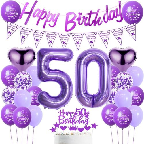 Palloncini 50 Anni Donna - Decorazione Compleanno Viola