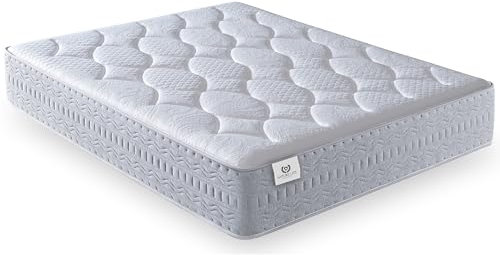 NATURELITS Matratze 90 x 200 Taschenfedern, Viskoelastische, wendbar, für Winter/Sommer, Einzelbett, atmungsaktiv, Taschenfederkern – mittel Härte, Grau – Nature Hybrid Höhe 32 cm