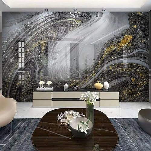 LUXINSHISU Papier peint mural 3d salon abstrait couleur or marbre fond d'écran décoratif chambre à coucher stickers muraux tissu de soie peinture murale
