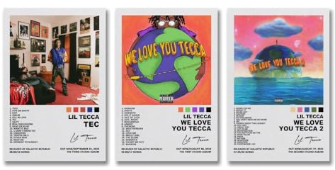 GentCreate Lil Poster Tecca We Love You Tecca 2 Tec Musikalbumposter, 3 Stück, Leinwandposter, ästhetisches Festival, Geschenk, Familie, Schlafzimmer, Dekoration, Wandkunst, Zuhause, 20 x 30 cm, 3