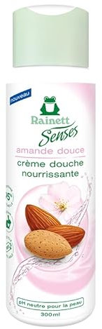 RAINETT Senses - Crème Douche Nourrissante à l'Amande Douce - 95% d'Ingrédients d'Origine Naturelle - Formule Vegan - Gel Douche pH Neutre Pour La Peau - Flacon Recyclé & Recyclable - 300 ml