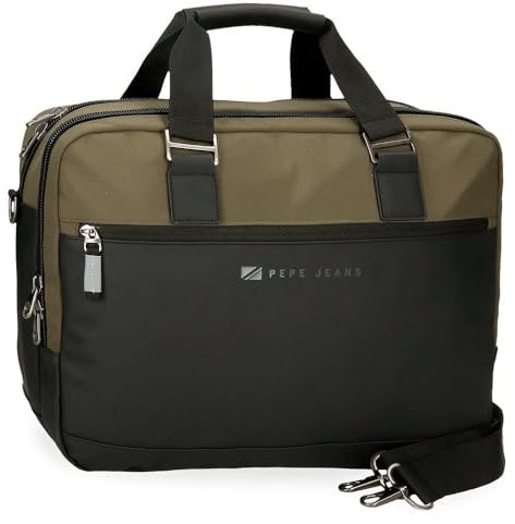 Pepe Jeans Jarvis Carteron para Portátil 15,6 Verde 40x30x11 cms Piel Sintética y Poliéster L by Joumma Bags