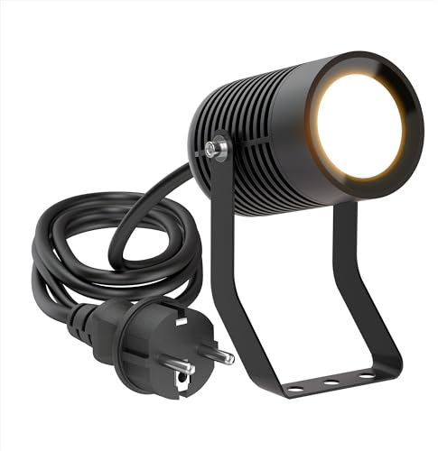 ledscom.de Gartenstrahler SHINGA für außen, IP65, Stecker, schwarz, inkl. GU10 LED Lampe 630lm, warmweiß