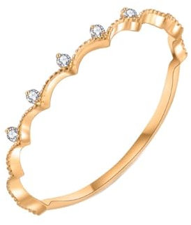 Musihy Verlobungsring Damen, Eleganter schmaler Verlobungsring mit Diamant, Natürlicher Diamant, Größe 52 (16.6)