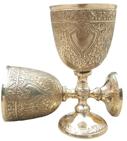 TAL THE ANTIQUE'S LAB Messing Vintage Kelch Kelch Königlicher Weinbecher König Arthur - Renaissance Mittelalter Kommunion Geschenke - Perfekt für Weihnachten, Taufe, Konfirmation, Katholische Kirche 1