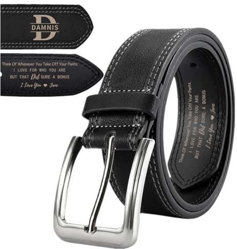 Personalisierbarer Ledergürtel mit 2-seitiger Gravur, individueller Name, Ledergürtel für Männer, Ehemann, Vater, Freund, ich liebe dich, Stil 1, F
