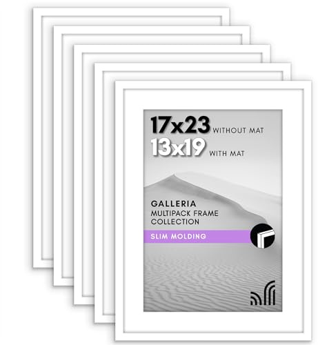Americanflat 17x23 Picture Frame Set of 5 - White - Polished Plexiglass - Horizontal/Vertical Orientation - Modern Style - Great Gift for All Occasions