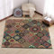SRTJURFG Quadratisch Teppich Kurzflor Waschbarer Anti-Rutsch Teppiche Florale Quadrate Dunkelbraun getäfelt Doormat Entrance Front Door teppiche Flauschige Groß Schutzmatten, 80 x 80 cm