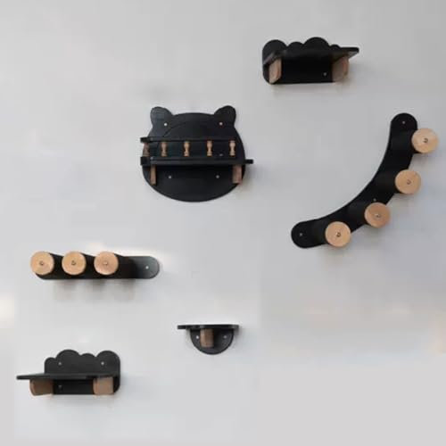 RTTZBOZ Kletterwand Katzen, Modernes Katzenwandmöbel, Spiel- und Loungemöbel 6-TLG./Set, Katzen Wandelemente, Katzenleiter, Schwarz